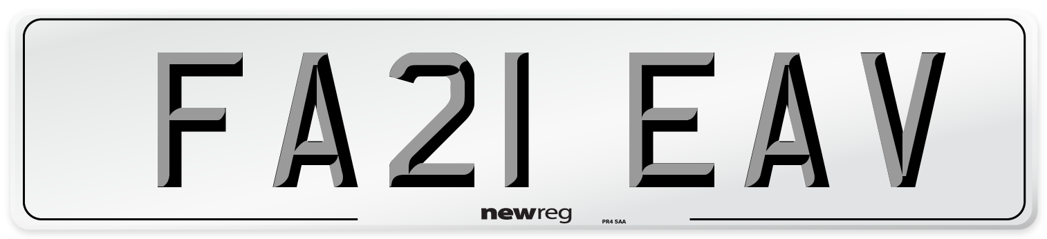 FA21 EAV Number Plate from New Reg